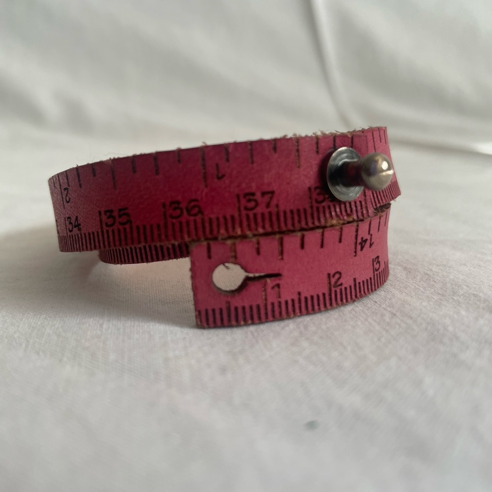 NIB Handcrafted Pink Leather Wrap Bracelet